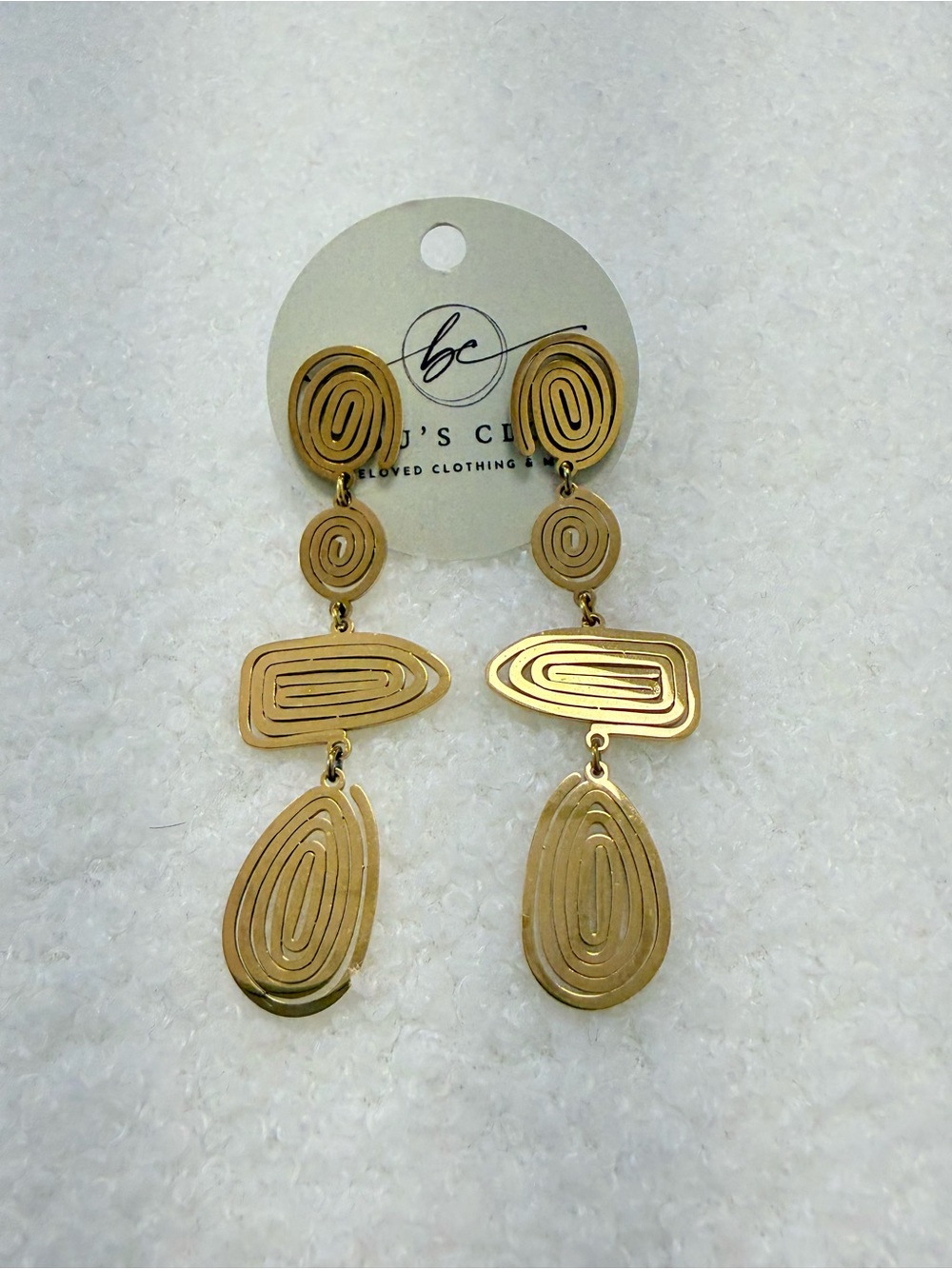 Gold Layered Abstract Drop Earrings